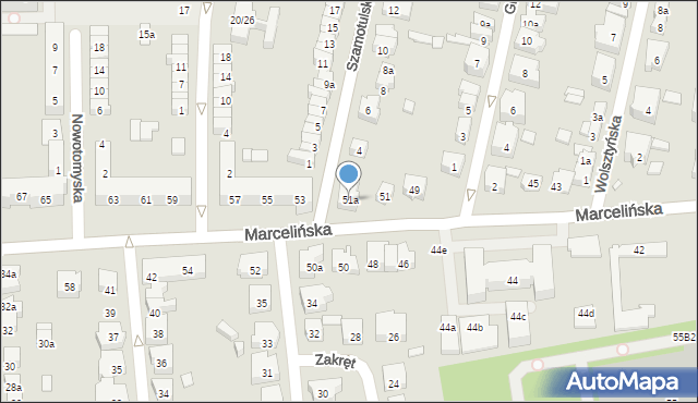 Poznań, Marcelińska, 51a, mapa Poznania