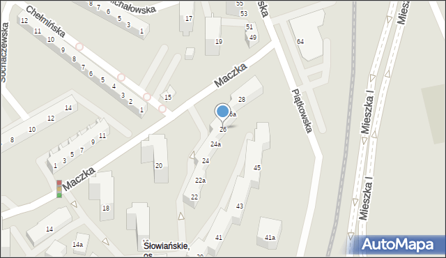 Poznań, Maczka Stanisława, gen., 26, mapa Poznania