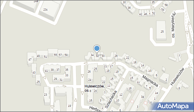 Poznań, Magnacka, 32, mapa Poznania