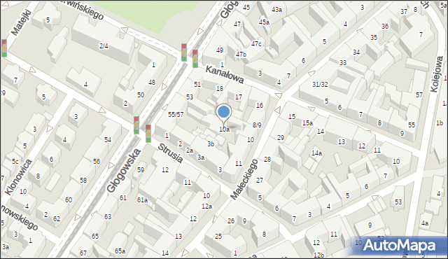 Poznań, Małeckiego Antoniego, 10a, mapa Poznania