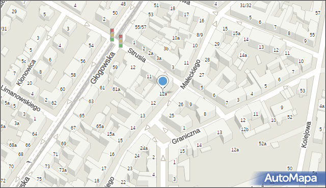 Poznań, Małeckiego Antoniego, 12a, mapa Poznania