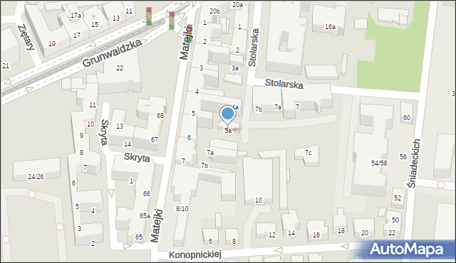 Poznań, Matejki Jana, 5a, mapa Poznania