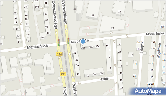 Poznań, Marcelińska, 36c, mapa Poznania