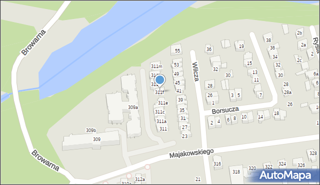 Poznań, Majakowskiego Włodzimierza, 311f, mapa Poznania