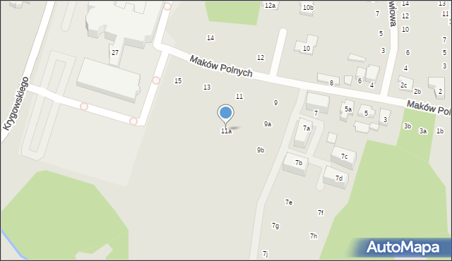 Poznań, Maków Polnych, 11a, mapa Poznania