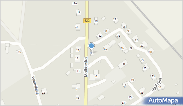 Prabuty, Malborska, 8, mapa Prabuty