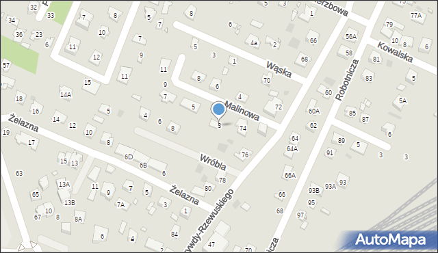 Pruszków, Malinowa, 3, mapa Pruszków