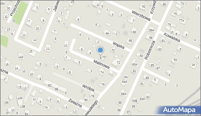 Pruszków, Malinowa, 4, mapa Pruszków