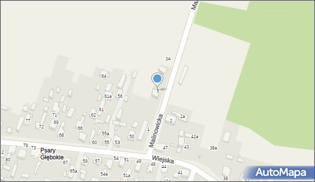Psary, Malinowicka, 3, mapa Psary