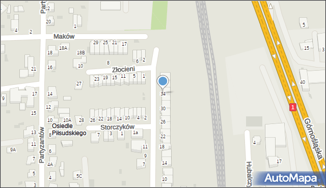 Pszczyna, Maków, 34, mapa Pszczyny