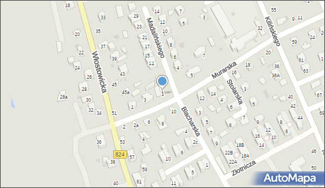 Puławy, Madalińskiego Antoniego Józefa, gen., 1, mapa Puław