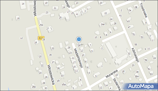 Puławy, Madalińskiego Antoniego Józefa, gen., 14, mapa Puław