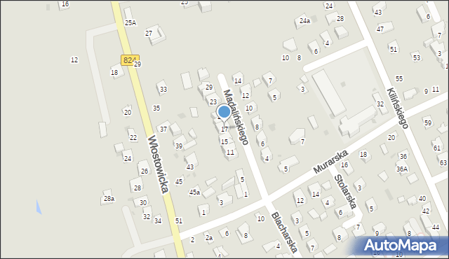 Puławy, Madalińskiego Antoniego Józefa, gen., 17, mapa Puław