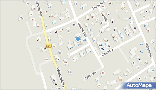 Puławy, Malarska, 6, mapa Puław