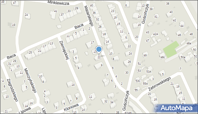 Puławy, Malarskiego Henryka, 11, mapa Puław