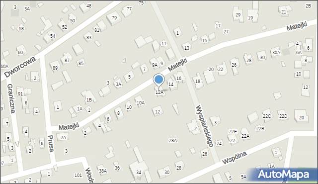 Puszczykowo, Matejki Jana, 12A, mapa Puszczykowo