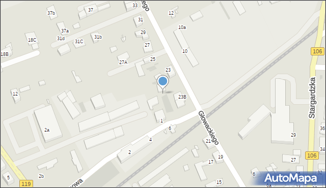 Pyrzyce, Magazynowa, 1a, mapa Pyrzyce