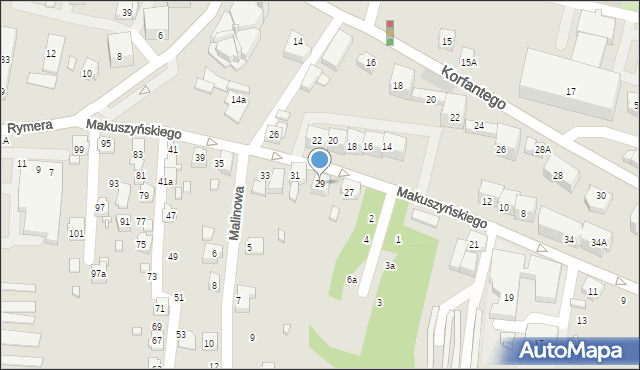 Radlin, Makuszyńskiego Kornela, 29, mapa Radlin
