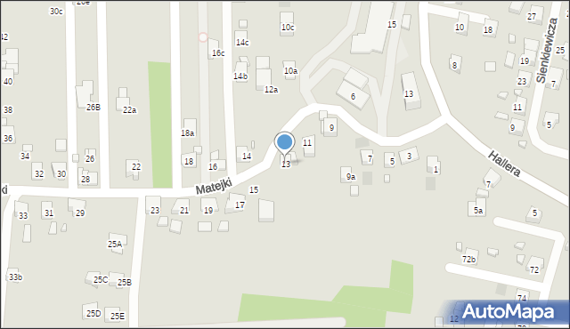 Radlin, Matejki Jana, 13, mapa Radlin