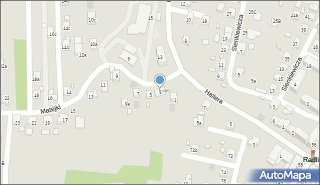 Radlin, Matejki Jana, 3, mapa Radlin