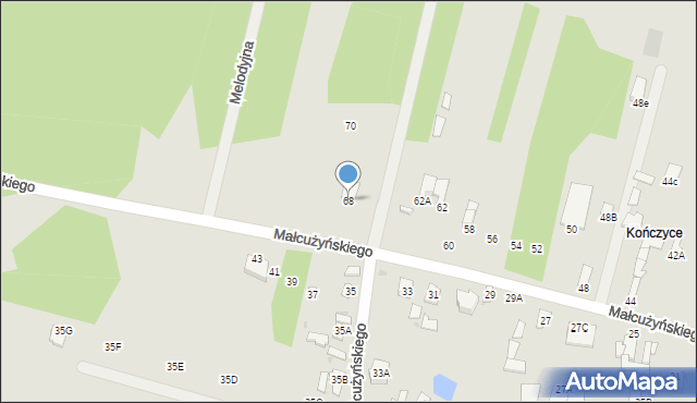 Radom, Małcużyńskiego Witolda, 68, mapa Radomia