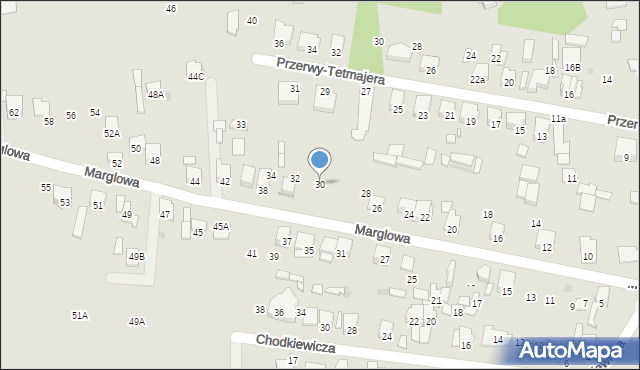 Radom, Marglowa, 30, mapa Radomia