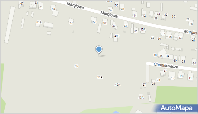 Radom, Marglowa, 51A, mapa Radomia