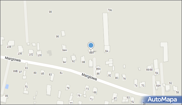 Radom, Marglowa, 88A, mapa Radomia