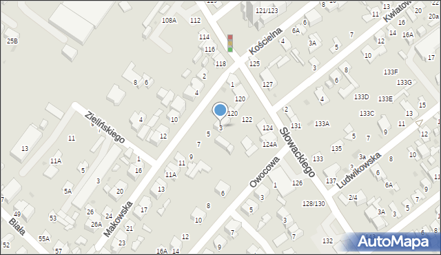 Radom, Makowska, 3, mapa Radomia