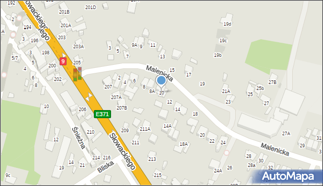 Radom, Malenicka, 10, mapa Radomia