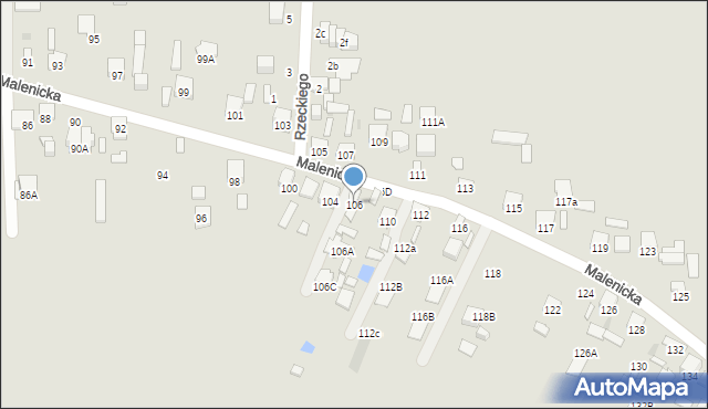 Radom, Malenicka, 106, mapa Radomia