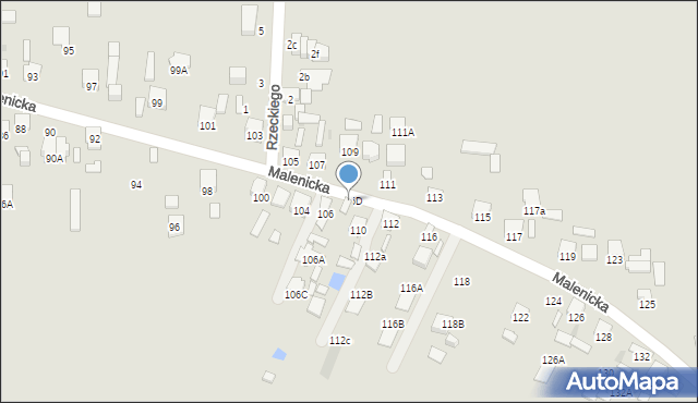 Radom, Malenicka, 106D, mapa Radomia