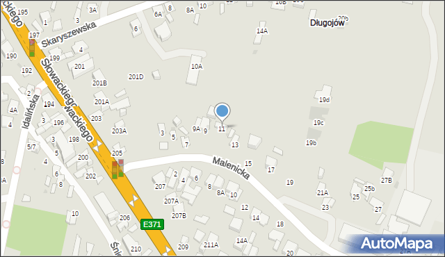 Radom, Malenicka, 11, mapa Radomia