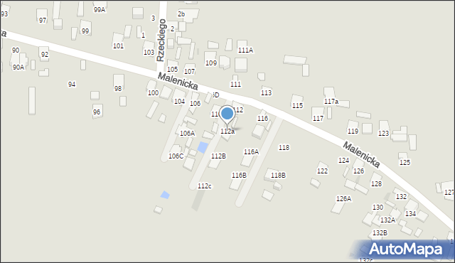 Radom, Malenicka, 112a, mapa Radomia