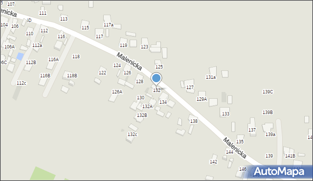 Radom, Malenicka, 132, mapa Radomia