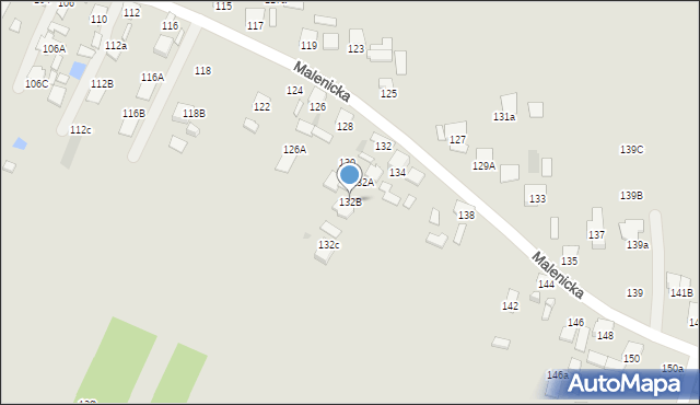 Radom, Malenicka, 132B, mapa Radomia
