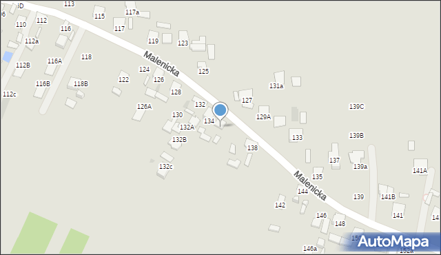 Radom, Malenicka, 136, mapa Radomia