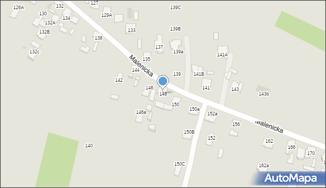Radom, Malenicka, 148, mapa Radomia