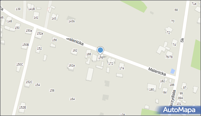 Radom, Malenicka, 170, mapa Radomia