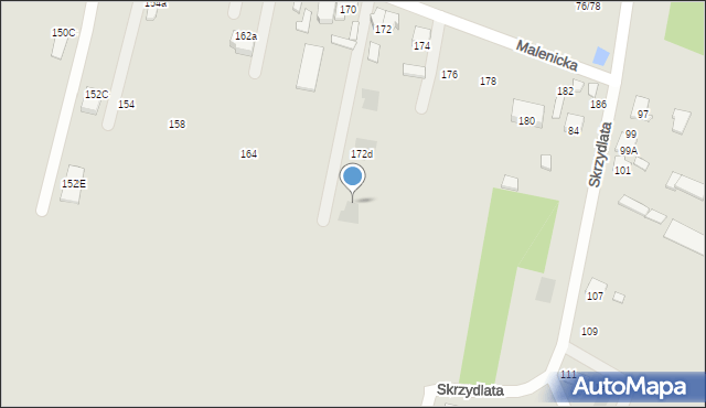 Radom, Malenicka, 172e, mapa Radomia