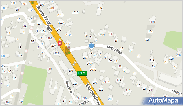 Radom, Malenicka, 2, mapa Radomia