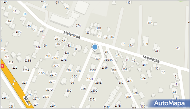 Radom, Malenicka, 38L, mapa Radomia