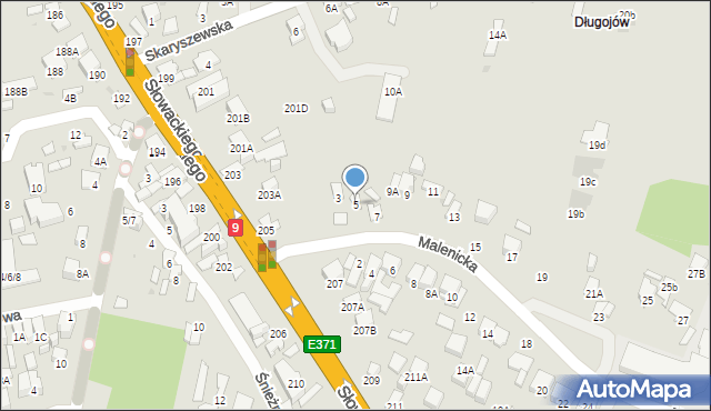 Radom, Malenicka, 5, mapa Radomia