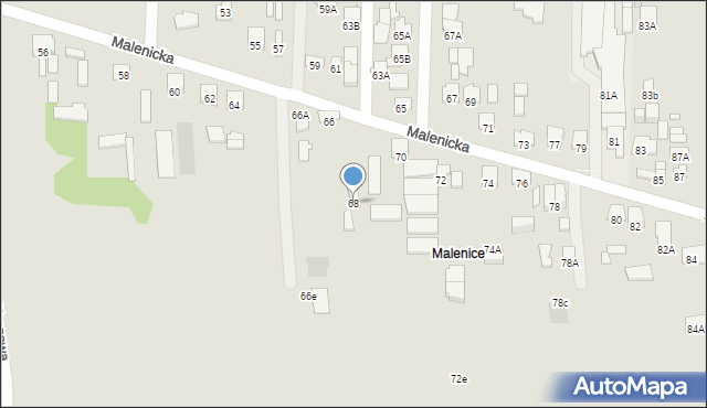 Radom, Malenicka, 68, mapa Radomia