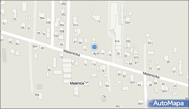 Radom, Malenicka, 75, mapa Radomia