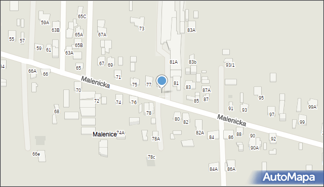 Radom, Malenicka, 79A, mapa Radomia