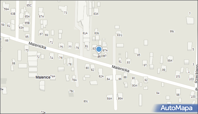 Radom, Malenicka, 85, mapa Radomia