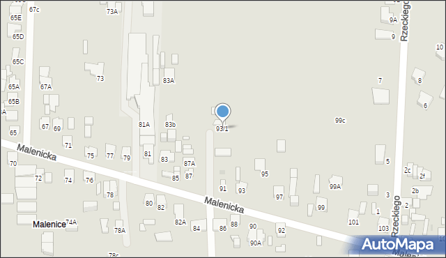 Radom, Malenicka, 93/1, mapa Radomia