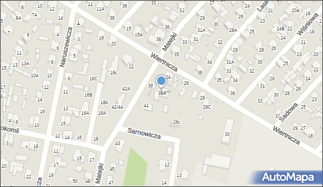 Radom, Matejki Jana, 39A, mapa Radomia