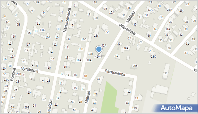 Radom, Matejki Jana, 42/44, mapa Radomia